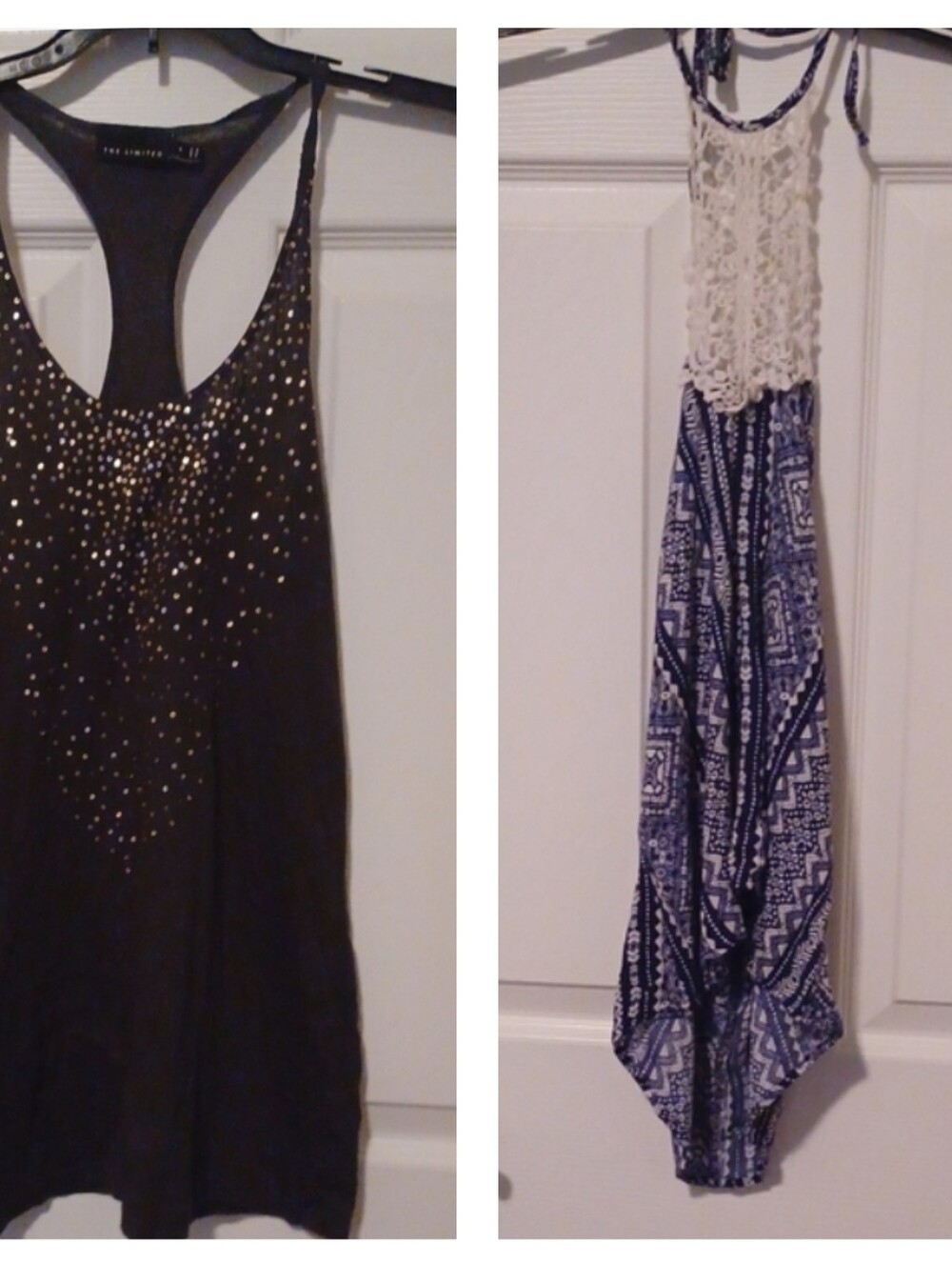 -- The Limited Khaki And Navy and White Crochet Front By Charlotte Russe